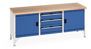 Bott Bench 2000Wx750Dx840mmH - 2 Cupboards,3 Drwrs & MPX Top 2000mm Wide Storage Benches 41002055.11v Gentian Blue (RAL5010) 41002055.24v Crimson Red (RAL3004) 41002055.19v Dark Grey (RAL7016) 41002055.16v Light Grey (RAL7035) 41002055.RAL Bespoke colour £ extra will be quoted